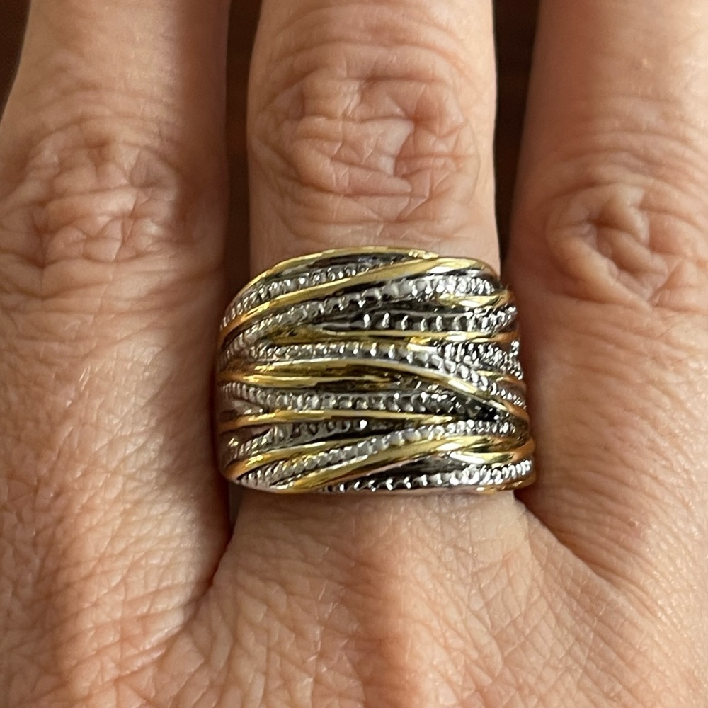 Gold & silver tone wide size 10.5 ring - Picture 6 of 10